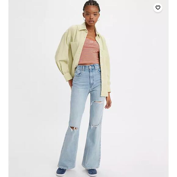 LEVI'S PREMIUM 70's High Rise Flare Jeans You and I Light Wash Sz 30 {3P27} - Picture 2 of 6